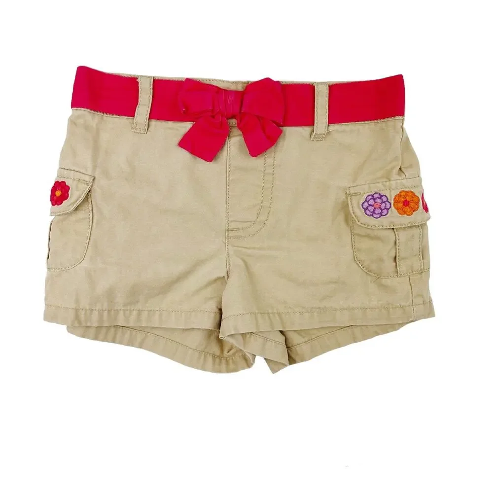 Gymboree Khaki Floral Cargo Shorts Pretty Posies Size 12-18 Months